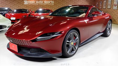 フェラーリ ローマ F1 DCT ロッソフィオラノ　カーボンステアリング＋LED 内装色ボルドー 正規ディーラー車　￥2480万